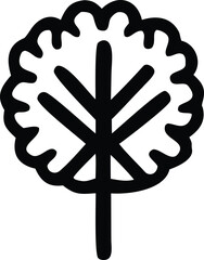 Stylized black tree silhouette emblem simple natural graphic design element symbol of growth and nature