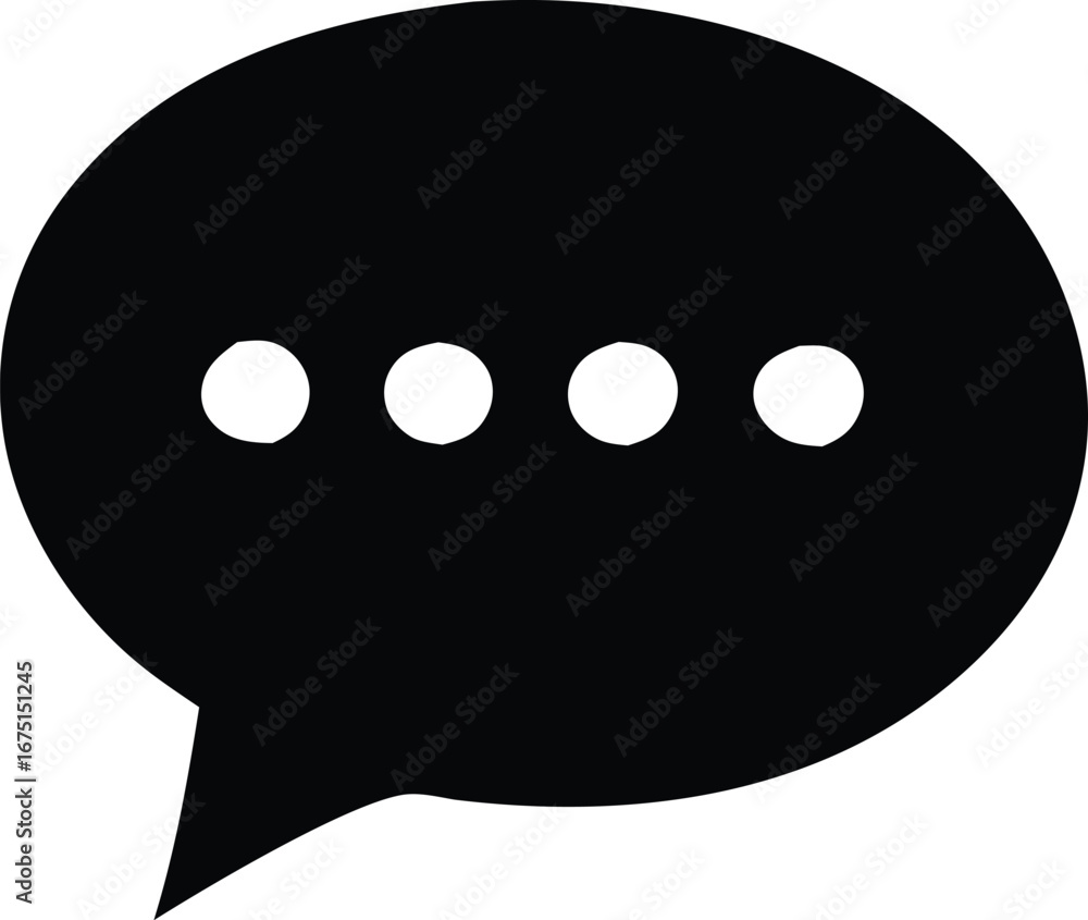 Poster simple black speech bubble icon with ellipsis dots for communication and messaging design element