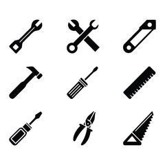 Collection of Black and White Tools Icons
