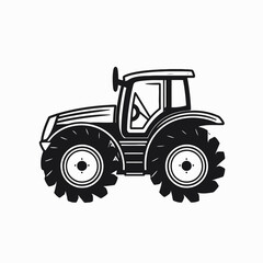 Obraz premium Simplified farm tractor illustration in monochrome, a bold artistic silhouette