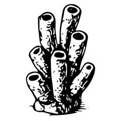 Fototapeta premium Stunning Black and White Tube Coral Illustration for Design Work