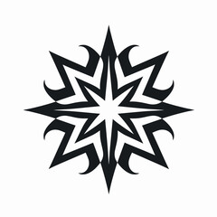 Geometric stellar pattern with eight points creating a dynamic silhouette