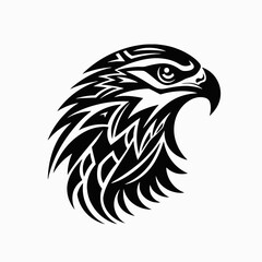 Fototapeta premium Striking, bold eagle head featuring intricate feathering creating a stunning silhouette