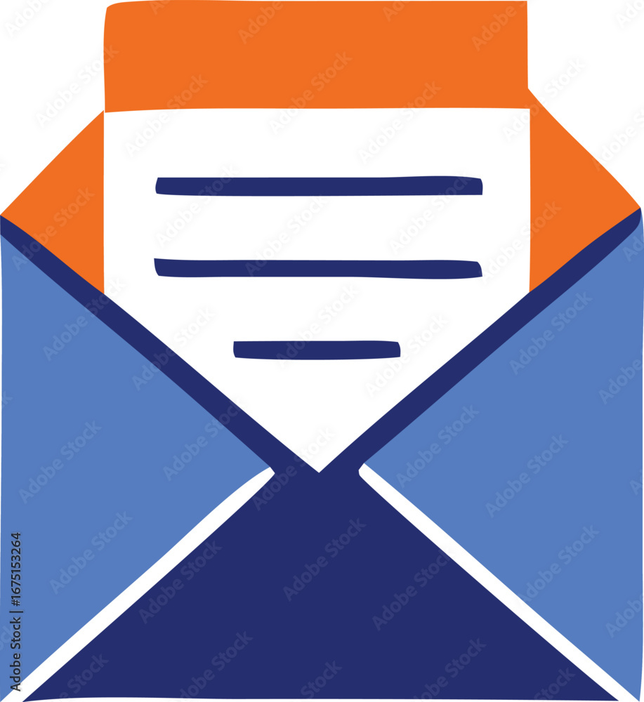 Aufkleber modern open envelope with message graphic representing communication email correspondence and corres