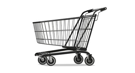 Detailed Illustration of Empty Shopping Cart on a White Background