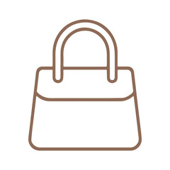 Minimalist linear icon of a handbag, clean lines and modern style, representing fashion and shopping.