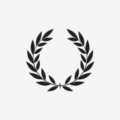 Minimalist elegant leaves wreath illustration on bright background vector graphic silhouette