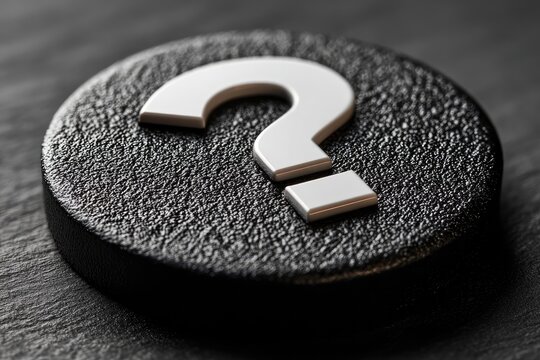 White question mark on black button