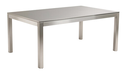 Sleek modern stainless steel table perfect for minimalist dining or commercial use, durable and stylish for home or restaurant decor
