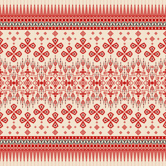 Fabric pixel abstract geometric pattern Thai pixel style design for clothing, fabric, background, wallpaper, wrapping, batik. Knitwear, Embroidery style. Aztec geometric art ornament print.