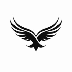 Fototapeta premium Stylized wingspan bird flying upward vector abstract design element silhouette