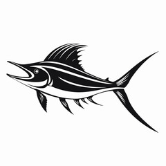Obraz premium Striking swordfish image, sleek and simplified marlin vector design silhouette