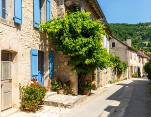 Naklejka premium Charming French village alleyway