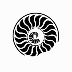 Obraz premium Elegant ammonite fossil pattern illustration of ancient marine life silhouette