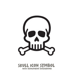 Skull and Bone Icon Symbol Vector Illustration in Black and White