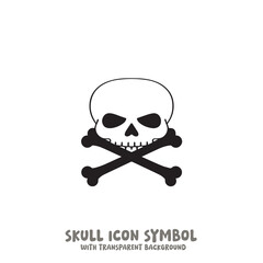 Skull and Bone Icon Symbol Vector Illustration in Black and White