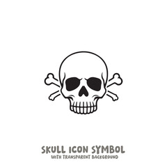 Skull and Bone Icon Symbol Vector Illustration in Black and White
