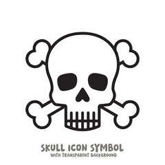 Skull and Bone Icon Symbol Vector Illustration in Black and White