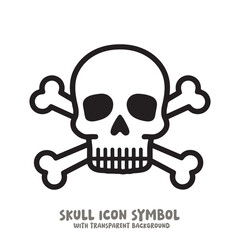 Skull and Bone Icon Symbol Vector Illustration in Black and White