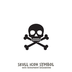 Skull and Bone Icon Symbol Vector Illustration in Black and White