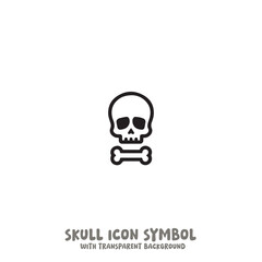 Skull and Bone Icon Symbol Vector Illustration in Black and White