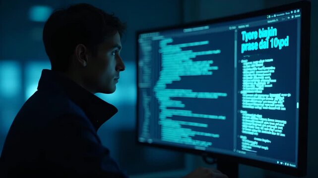 Cyber Espionage Tactics: Advanced Threat Intelligence & Covert Data Interception for National Security - Photo Stock Concept with Empty Space on Left