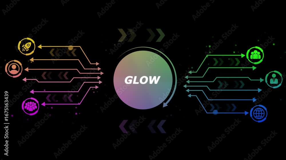Poster glowing network connections data flow global business growth teamwork startup success digital transf