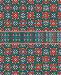 Fabric pixel abstract geometric pattern Thai pixel style design for clothing, fabric, background, wallpaper, wrapping, batik. Knitwear, Embroidery style. Aztec geometric art ornament print.