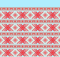 Fabric pixel abstract geometric pattern Thai pixel style design for clothing, fabric, background, wallpaper, wrapping, batik. Knitwear, Embroidery style. Aztec geometric art ornament print.