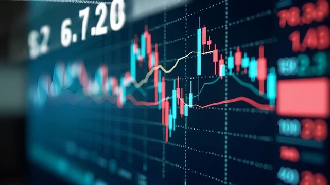 Dynamic Visuals of Stock Market Fluctuations: Capturing Investor Sentiment Shifts and Real-Time Trading Data in Financial Markets - Photo Stock Concept with Left Space