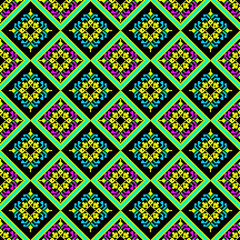 Fabric pixel abstract geometric pattern Thai pixel style design for clothing, fabric, background, wallpaper, wrapping, batik. Knitwear, Embroidery style. Aztec geometric art ornament print.
