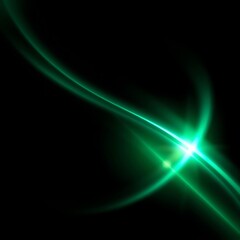 Abstract glowing green light streaks and lens flare on a dark background Generated using Raphael AI (free version with commercial use rights)	