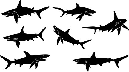 Stylized Shark Silhouette Set 