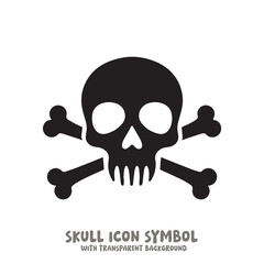 Skull and Bone Icon Symbol Vector Illustration in Black and White