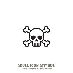 Skull and Bone Icon Symbol Vector Illustration in Black and White