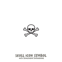 Skull and Bone Icon Symbol Vector Illustration in Black and White