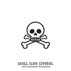 Skull and Bone Icon Symbol Vector Illustration in Black and White