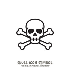 Skull and Bone Icon Symbol Vector Illustration in Black and White