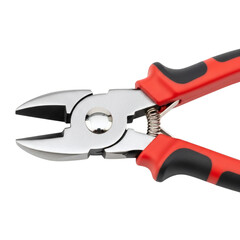 Red and black wire cutters isolated on transparent background
