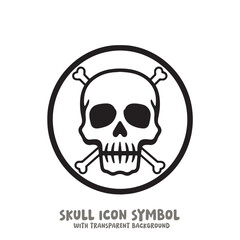 Skull and Bone Icon Symbol Vector Illustration in Black and White
