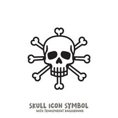 Skull and Bone Icon Symbol Vector Illustration in Black and White