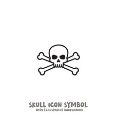 Skull and Bone Icon Symbol Vector Illustration in Black and White