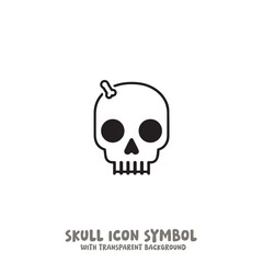Skull and Bone Icon Symbol Vector Illustration in Black and White