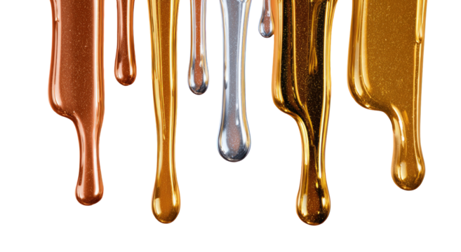 Metallic drips of various shades