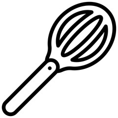 kitchen whisk icon, Black And White Outline Icon Vector.