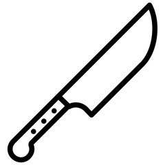 kitchen knife, Black And White Outline Icon Vector.