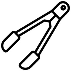 kitchen tongs icon, Black And White Outline Icon Vector.
