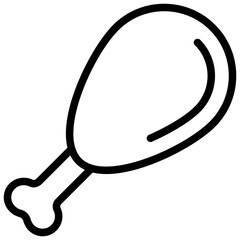 Meat leg icon, chicken fried drumstick Icon, Black And White Outline Icon Vector.