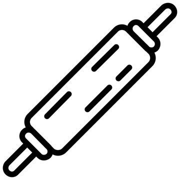 recommend clip art: Rolling Pin Icon, Black And White Outline Icon Vector.