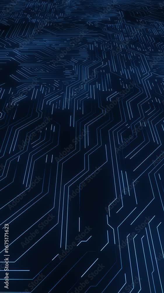 Aufkleber dynamic moving circuit pattern glowing blue creates futuristic backdrop of innovation technology. di